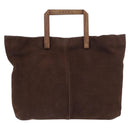 LOEWE Hand Bag Suede Brown Gold Auth SW2166-13