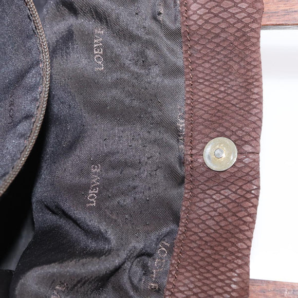 LOEWE Hand Bag Suede Brown Gold Auth SW2166