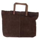 LOEWE Hand Bag Suede Brown Gold Auth SW2166-2