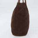 LOEWE Hand Bag Suede Brown Gold Auth SW2166-3