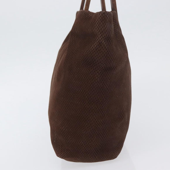LOEWE Hand Bag Suede Brown Gold Auth SW2166