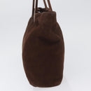 LOEWE Hand Bag Suede Brown Gold Auth SW2166-4