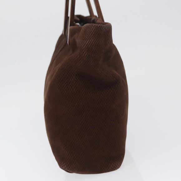 LOEWE Hand Bag Suede Brown Gold Auth SW2166