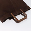 LOEWE Hand Bag Suede Brown Gold Auth SW2166-6