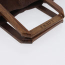 LOEWE Hand Bag Suede Brown Gold Auth SW2166-7