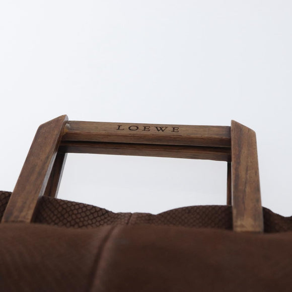 LOEWE Hand Bag Suede Brown Gold Auth SW2166