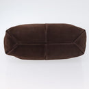 LOEWE Hand Bag Suede Brown Gold Auth SW2166-5
