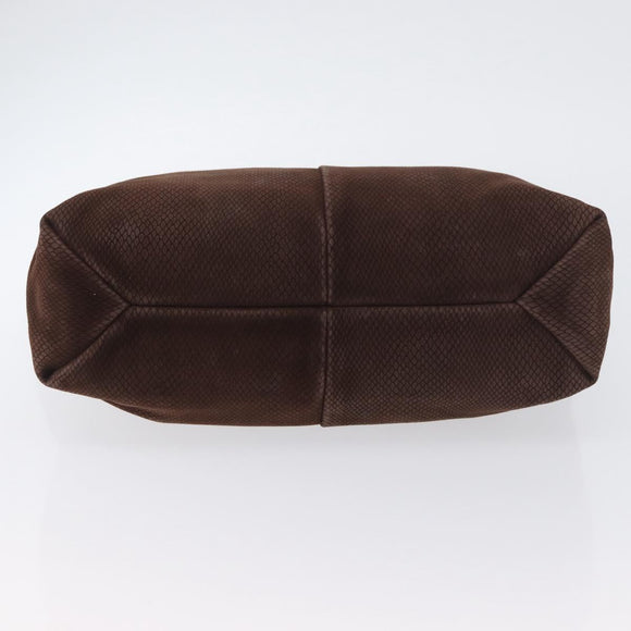 LOEWE Hand Bag Suede Brown Gold Auth SW2166