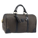 CELINE Macadam Canvas Hand Bag PVC Leather Black Gold Auth SW2168A-1