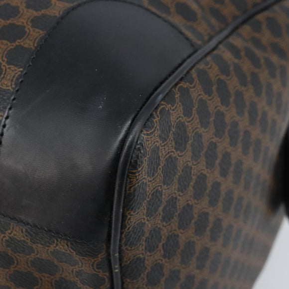 CELINE Macadam Canvas Hand Bag PVC Leather Black Gold Auth SW2168A