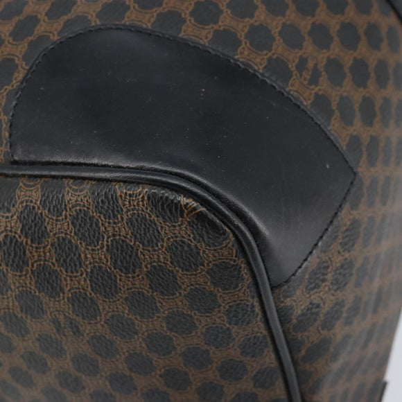 CELINE Macadam Canvas Hand Bag PVC Leather Black Gold Auth SW2168A