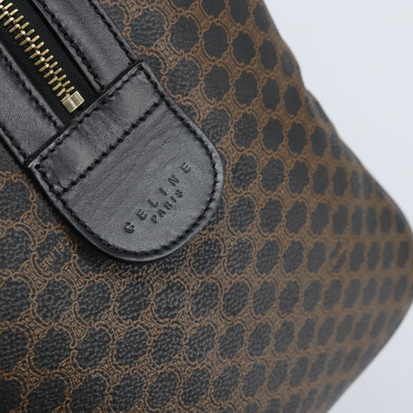 CELINE Macadam Canvas Hand Bag PVC Leather Black Gold Auth SW2168A