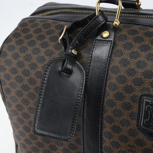 CELINE Macadam Canvas Hand Bag PVC Leather Black Gold Auth SW2168A