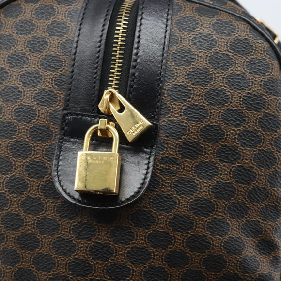 CELINE Macadam Canvas Hand Bag PVC Leather Black Gold Auth SW2168A