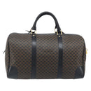 CELINE Macadam Canvas Hand Bag PVC Leather Black Gold Auth SW2168A-2