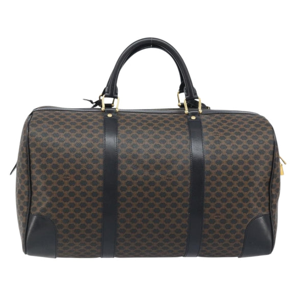 CELINE Macadam Canvas Hand Bag PVC Leather Black Gold Auth SW2168A