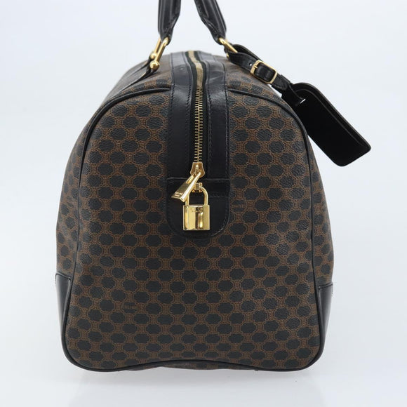 CELINE Macadam Canvas Hand Bag PVC Leather Black Gold Auth SW2168A