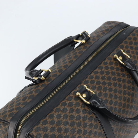 CELINE Macadam Canvas Hand Bag PVC Leather Black Gold Auth SW2168A