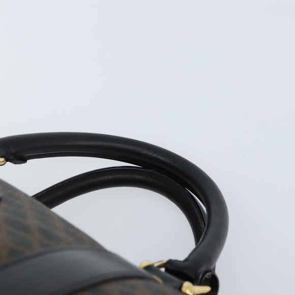 CELINE Macadam Canvas Hand Bag PVC Leather Black Gold Auth SW2168A