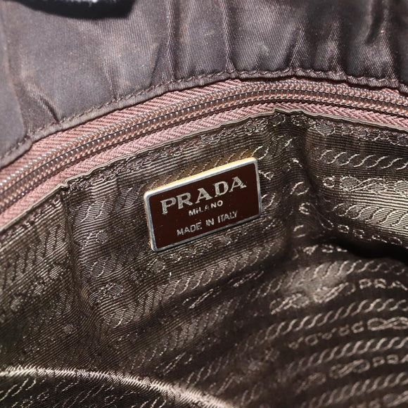 PRADA Tote Bag Nylon Brown Silver Auth SW2170