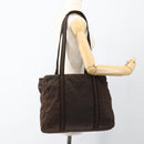 PRADA Tote Bag Nylon Brown Silver Auth SW2170-25
