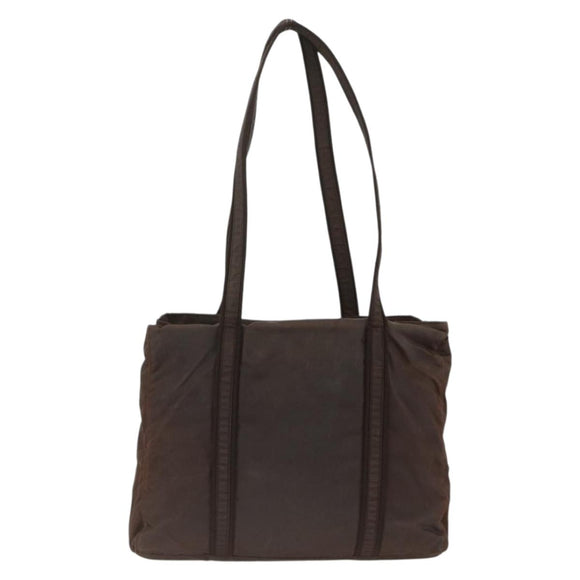 PRADA Tote Bag Nylon Brown Silver Auth SW2170
