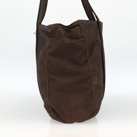 PRADA Tote Bag Nylon Brown Silver Auth SW2170
