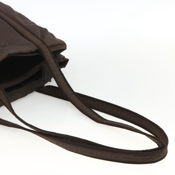 PRADA Tote Bag Nylon Brown Silver Auth SW2170
