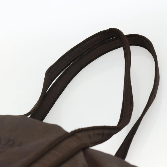 PRADA Tote Bag Nylon Brown Silver Auth SW2170