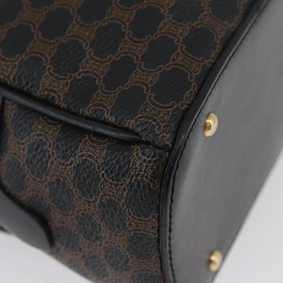 CELINE Macadam Canvas Hand Bag PVC Leather Black Gold Auth SW2171A