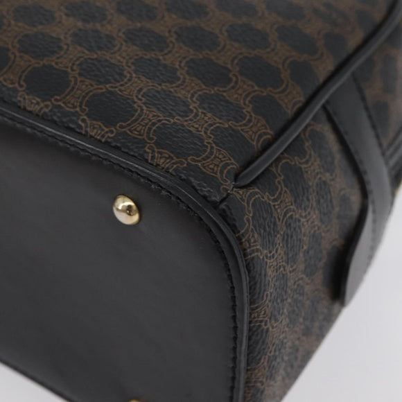 CELINE Macadam Canvas Hand Bag PVC Leather Black Gold Auth SW2171A