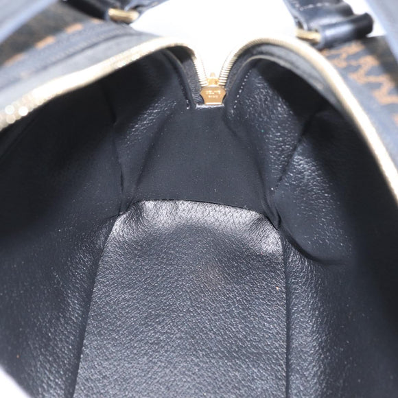 CELINE Macadam Canvas Hand Bag PVC Leather Black Gold Auth SW2171A