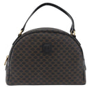 CELINE Macadam Canvas Hand Bag PVC Leather Black Gold Auth SW2171A-13