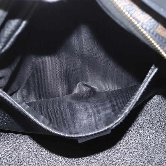 CELINE Macadam Canvas Hand Bag PVC Leather Black Gold Auth SW2171A