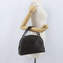 CELINE Macadam Canvas Hand Bag PVC Leather Black Gold Auth SW2171A-23