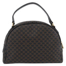 CELINE Macadam Canvas Hand Bag PVC Leather Black Gold Auth SW2171A-2