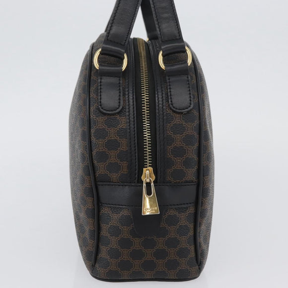 CELINE Macadam Canvas Hand Bag PVC Leather Black Gold Auth SW2171A