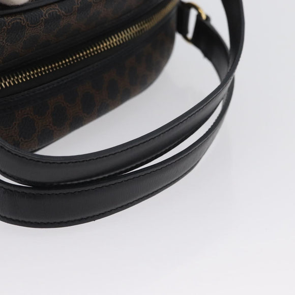 CELINE Macadam Canvas Hand Bag PVC Leather Black Gold Auth SW2171A