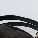 CELINE Macadam Canvas Hand Bag PVC Leather Black Gold Auth SW2171A-8