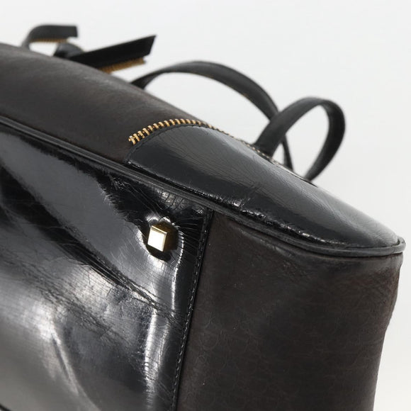 Christian Dior Trotter Canvas Hand Bag Black Gold Auth SW2172A