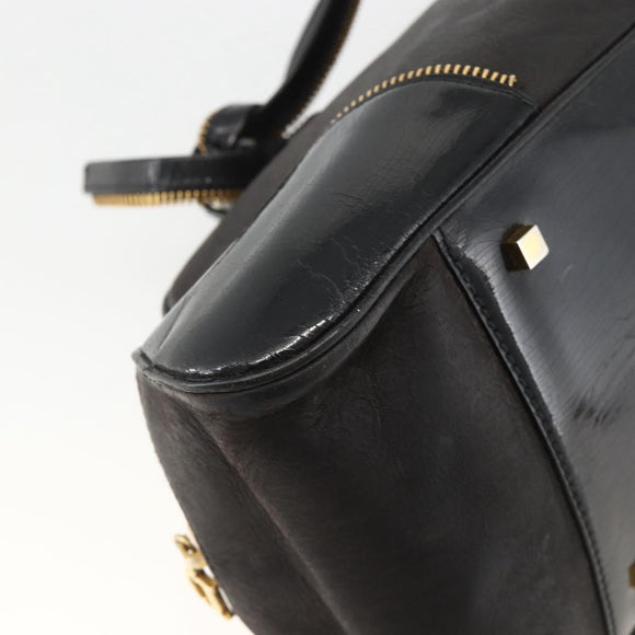 Christian Dior Trotter Canvas Hand Bag Black Gold Auth SW2172A
