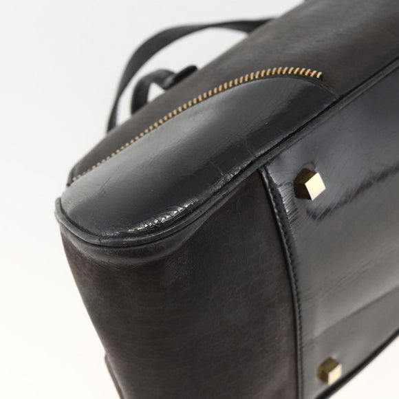Christian Dior Trotter Canvas Hand Bag Black Gold Auth SW2172A