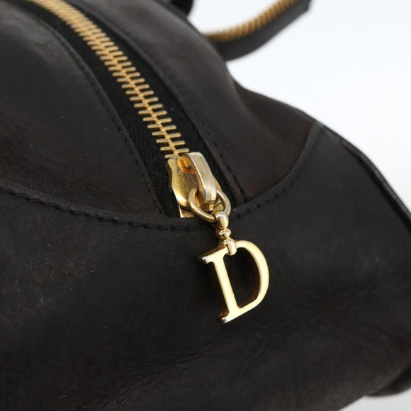 Christian Dior Trotter Canvas Hand Bag Black Gold Auth SW2172A