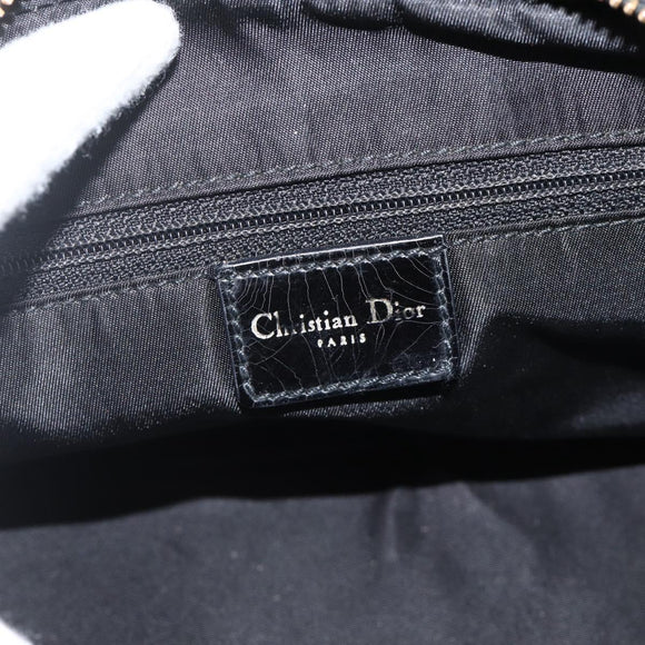 Christian Dior Trotter Canvas Hand Bag Black Gold Auth SW2172A
