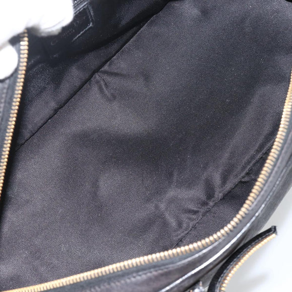 Christian Dior Trotter Canvas Hand Bag Black Gold Auth SW2172A
