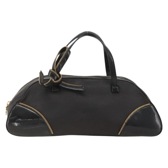Christian Dior Trotter Canvas Hand Bag Black Gold Auth SW2172A