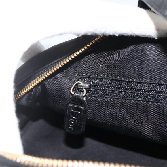 Christian Dior Trotter Canvas Hand Bag Black Gold Auth SW2172A