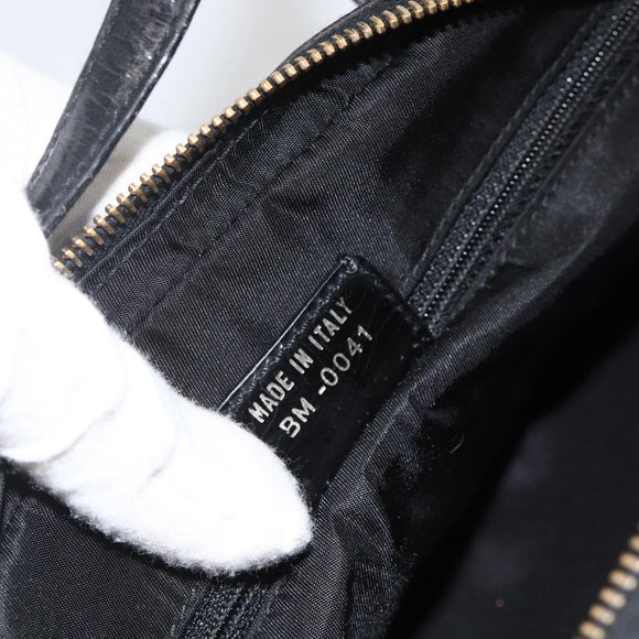 Christian Dior Trotter Canvas Hand Bag Black Gold Auth SW2172A