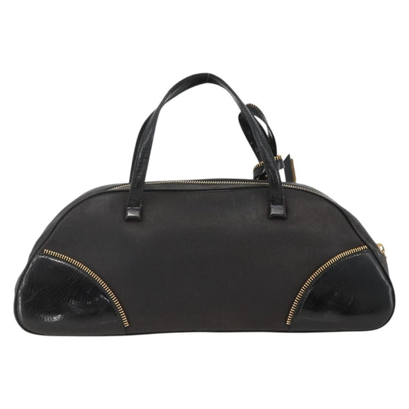 Christian Dior Trotter Canvas Hand Bag Black Gold Auth SW2172A