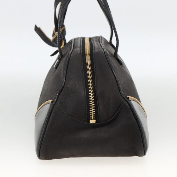 Christian Dior Trotter Canvas Hand Bag Black Gold Auth SW2172A